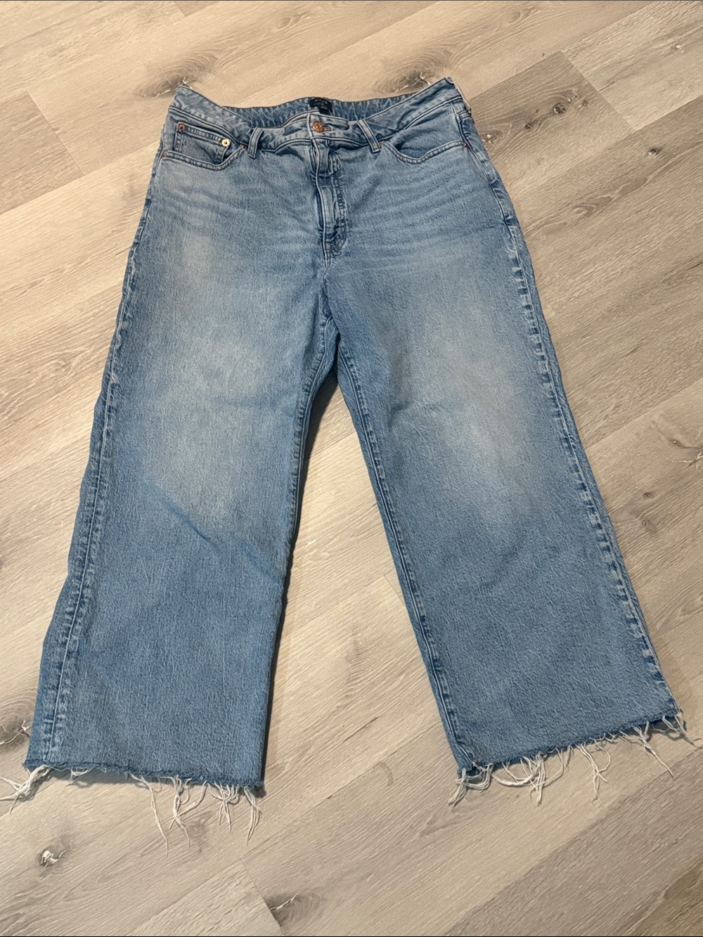 J. Crew Light Blue Wide-Leg Frayed Hem Jeans